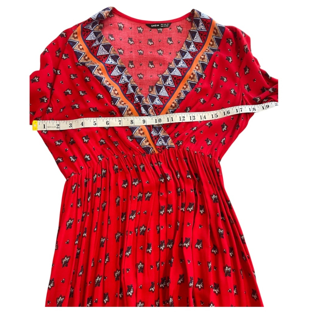 NWOT Vibrant Red and Blue Cotton Blend Maxi Dress size Small - Picture 11 of 16